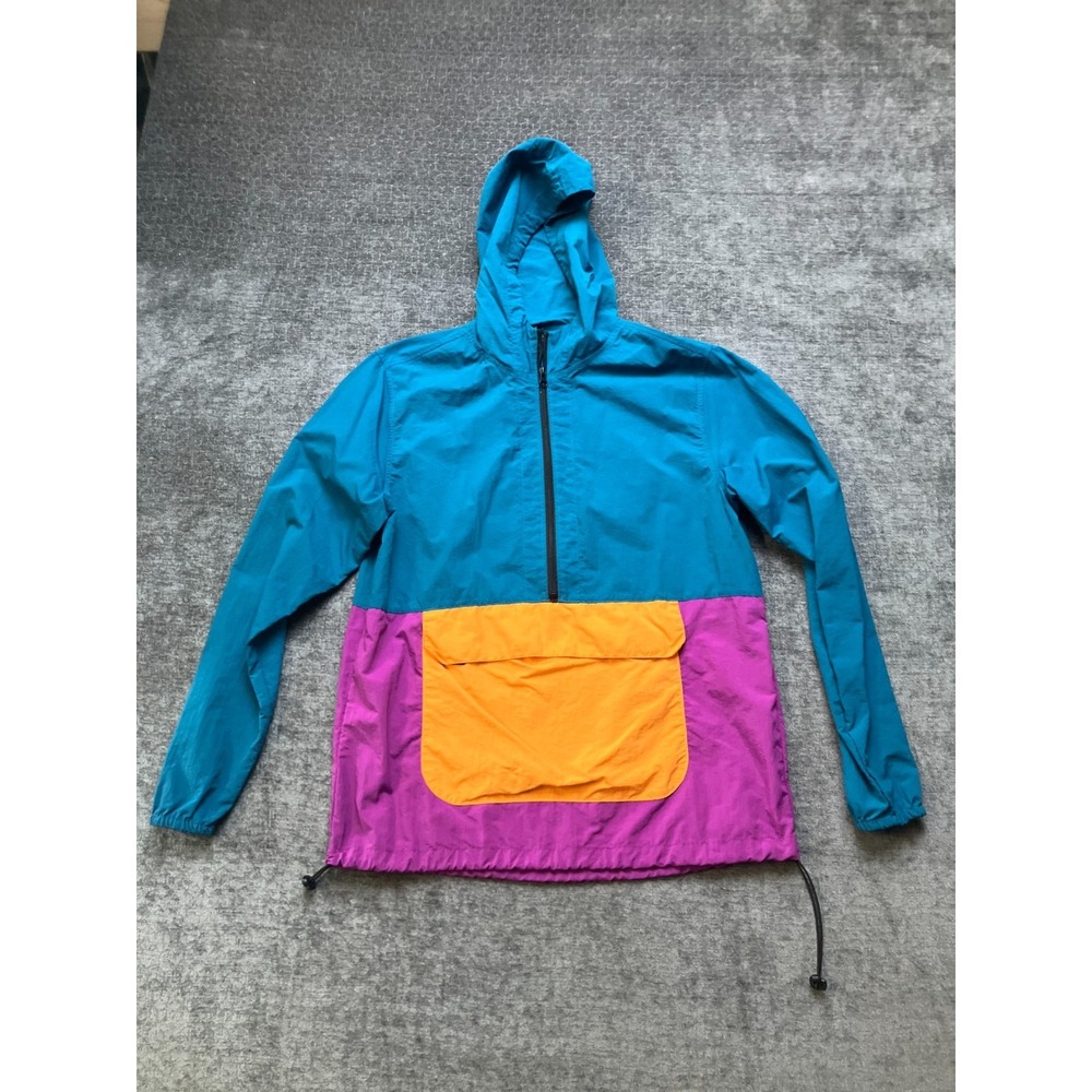 No Boundaries Windbreaker Jacket Mens S Multi Pouch Pocket 1/2 Zip Drawcord Hem